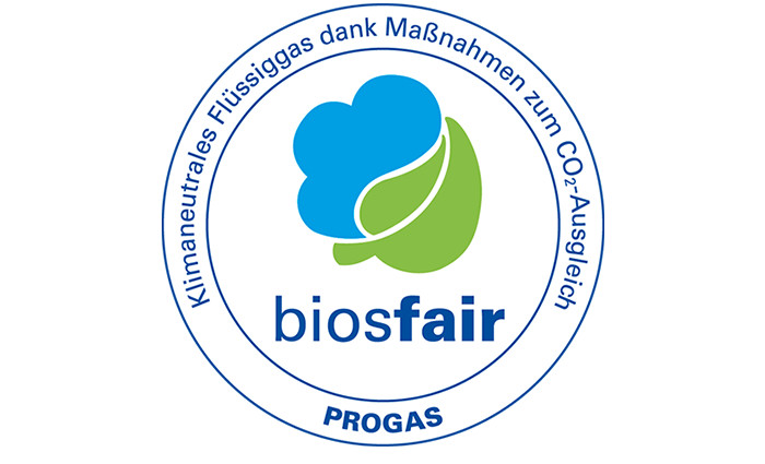 Das Siegel des umweltfreundlichen PROGAS Produktes biosfair.