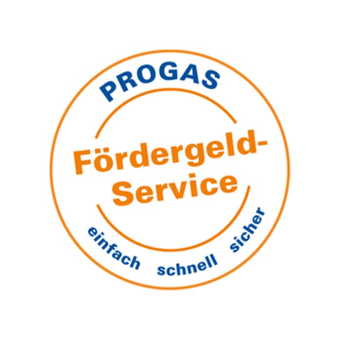 Siegel des PROGAS Fördergeld-Services.