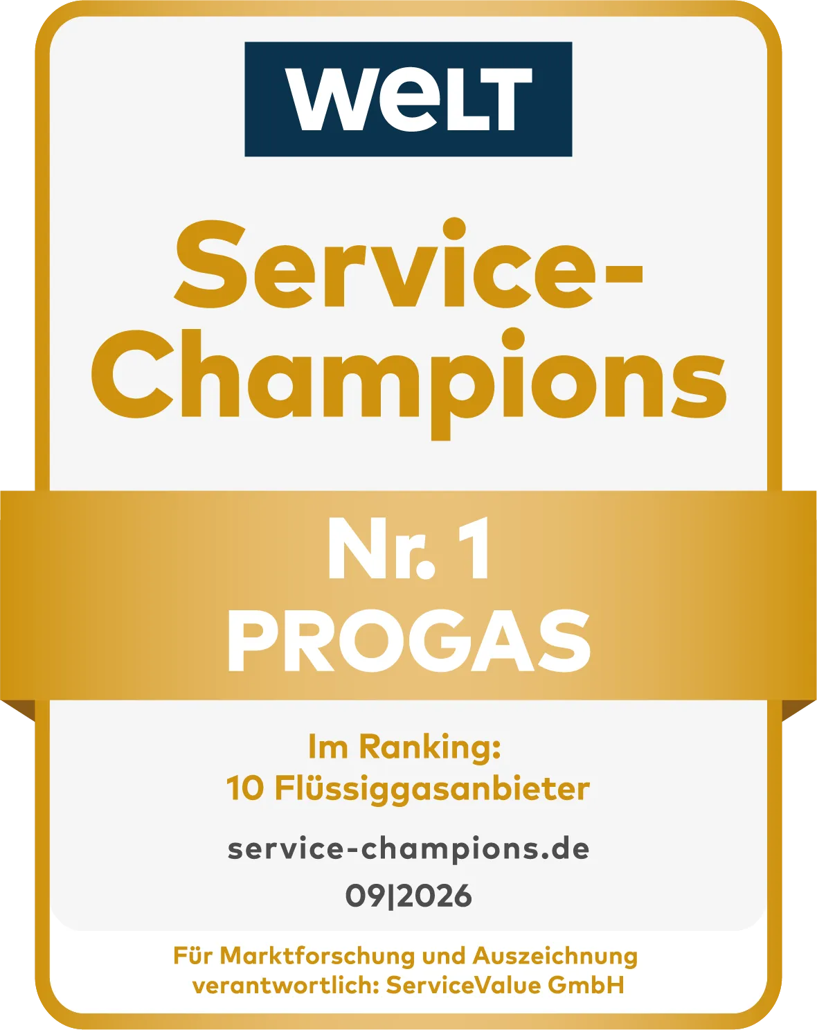 WELT-Siegel_Service-Champions_Nr. 1_GOLD_2026_PROGAS